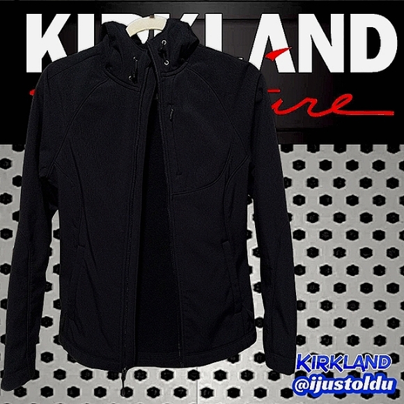 Kirkland Signature Fleece Lined Soft Shell Hooded Zip-Up Jacket, Black Woman's S - Picture 3 of 16